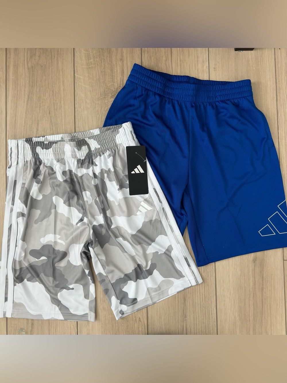 adidas Gray Camo and Royal Blue Athletic Shorts - 2 Pack